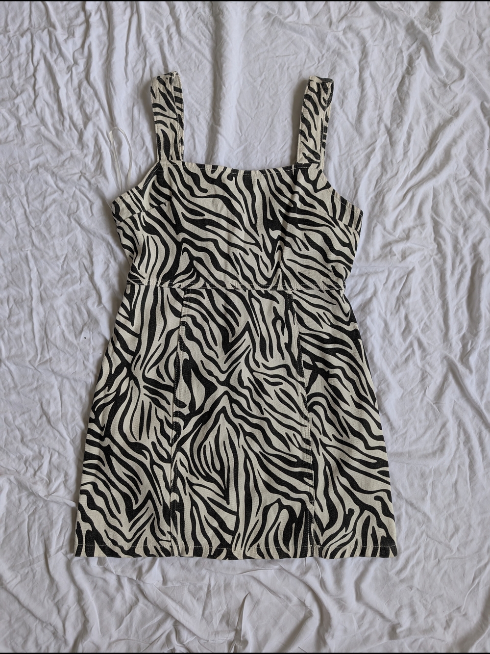 Zebra-Print Mini Dress - Black & White